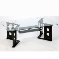 Juliette Coffee Table In Clear Glass With Black PU Legs