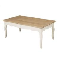 Julian Coffee Table In Distressed Wooden Top And Cream Legs