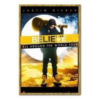 Justin Bieber World Tour Poster Oak Framed - 96.5 x 66 cms (Approx 38 x 26 inches)