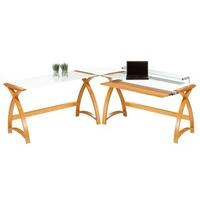 Jual Curve - Curved Oak and White Glass Desk