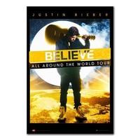 Justin Bieber World Tour Poster Black Framed - 96.5 x 66 cms (Approx 38 x 26 inches)