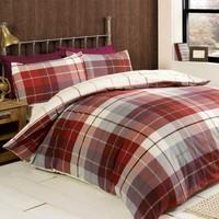 Just Contempo Brushed Cotton Duvet Cover Set, Single, Red
