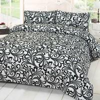 Just Contempo Damask Duvet Cover Set, King, Black