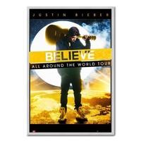Justin Bieber World Tour Poster Silver Framed - 96.5 x 66 cms (Approx 38 x 26 inches)