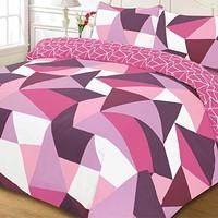 just contempo geometric duvet cover set super king pink