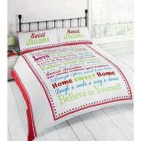 Just Contempo Sweet Dreams Duvet Cover Set, Single, Red