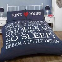 Just Contempo Mine & Yours Duvet Cover Set, King, Navy