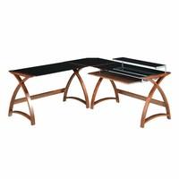 Jual Curve - Curved Walnut and Black Desk