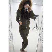 Justeen faux fur hooded tracksuit