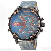 JUBAOLI Men\'s Military Dual Time Display Leather Band Quartz Wristwatch Cool Watch Unique Watch Fashion Watch