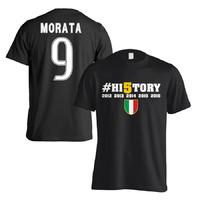 juventus history winners t shirt morata 9 black kids