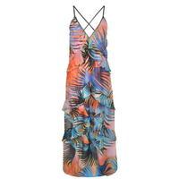 JUST CAVALLI Rainbow Leaf Print Maxi Dress