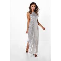Julia Drop Armhole Sequin Maxi Dress - silver