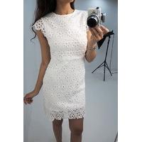 juliane white crochet floral dress