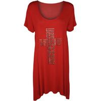 julia cross stud hanky hem tunic top red