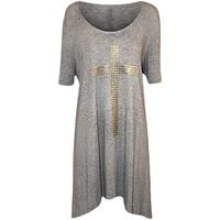 julia cross stud hanky hem tunic top light grey