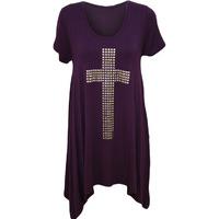 julia cross stud hanky hem tunic top purple