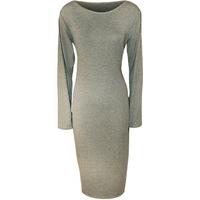 Juliet Long Sleeve Bodycon Midi Dress - Light Grey