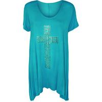 julia cross stud hanky hem tunic top turquoise