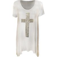 julia cross stud hanky hem tunic top white