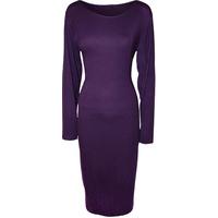 Juliet Long Sleeve Bodycon Midi Dress - Purple