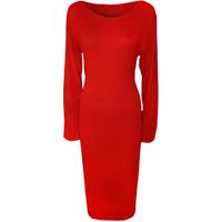 Juliet Long Sleeve Bodycon Midi Dress - Red