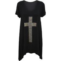 julia cross stud hanky hem tunic top black