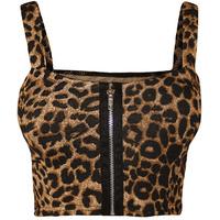 justine leopard print bralet top brown