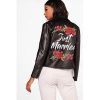 Just Married Slogan Scuba Biker - black