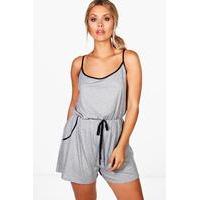 Julie Jersey Contrast Binding Playsuit - grey