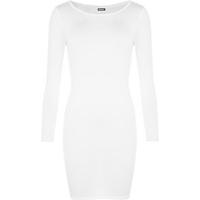 jules basic long sleeve bodycon dress white