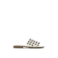 julia white studded caged open toe sliders