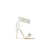 June White Studded Strap Heels