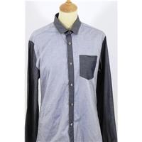 Jules Fitted - Two Tone Grey - Long sleeved shirt with Open Left Front Pocket - Size M
