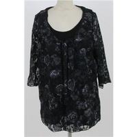 justina size xl black mix mock layer blouse