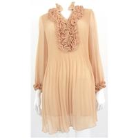 Jumpo Size S Powder Pink Pleated Dress With Ruffle Detailing