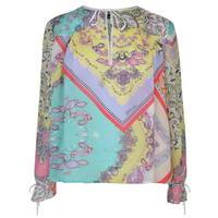 just cavalli long sleeve multi pattern blouse