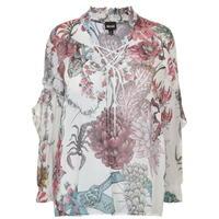 JUST CAVALLI Long Sleeve Floral Frill Blouse