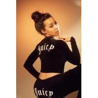 Juicy Couture For UO Long Sleeve Cropped Velour Top, BLACK