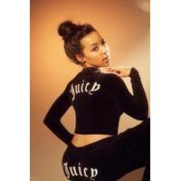 juicy couture for uo long sleeve cropped velour top black