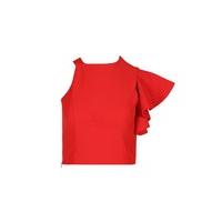 juniper red one shoulder ruffle top