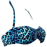 Juicy Couture Blue Bandeau Swimsuit Top Leopard Regeot women\'s Mix & match swimwear in blue
