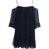 jucca black short dress with flounce womens vest top in black