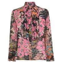 JUST CAVALLI Floral Pussybow Blouse