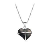 Just Add Love Black Mother of Pearl Heart Pendant
