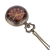 jubaoli mens pocket watch quartz alloy band casual bronze