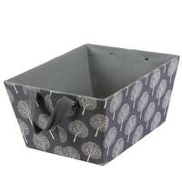 JVL Modern Rectangular Quality Leaf Tree Storage Box with Handles, Fabric, Grey