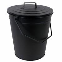 JVL Charnwood Coal Bucket Fireside Log Holder with Handles and Lid, Black