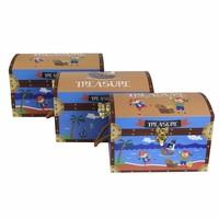 JVL Pirate Treasure Toy Chests Storage Boxes with Metal Clasp and Rope Handles - Set of 3