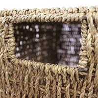 JVL Natural Seagrass Oblong Storage Baskets Boxes Hampers with Lids, Set of 4